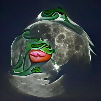 Frog kiss moon pepe