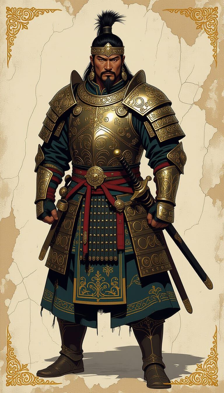 Mongol Warrior in Ornate Armor