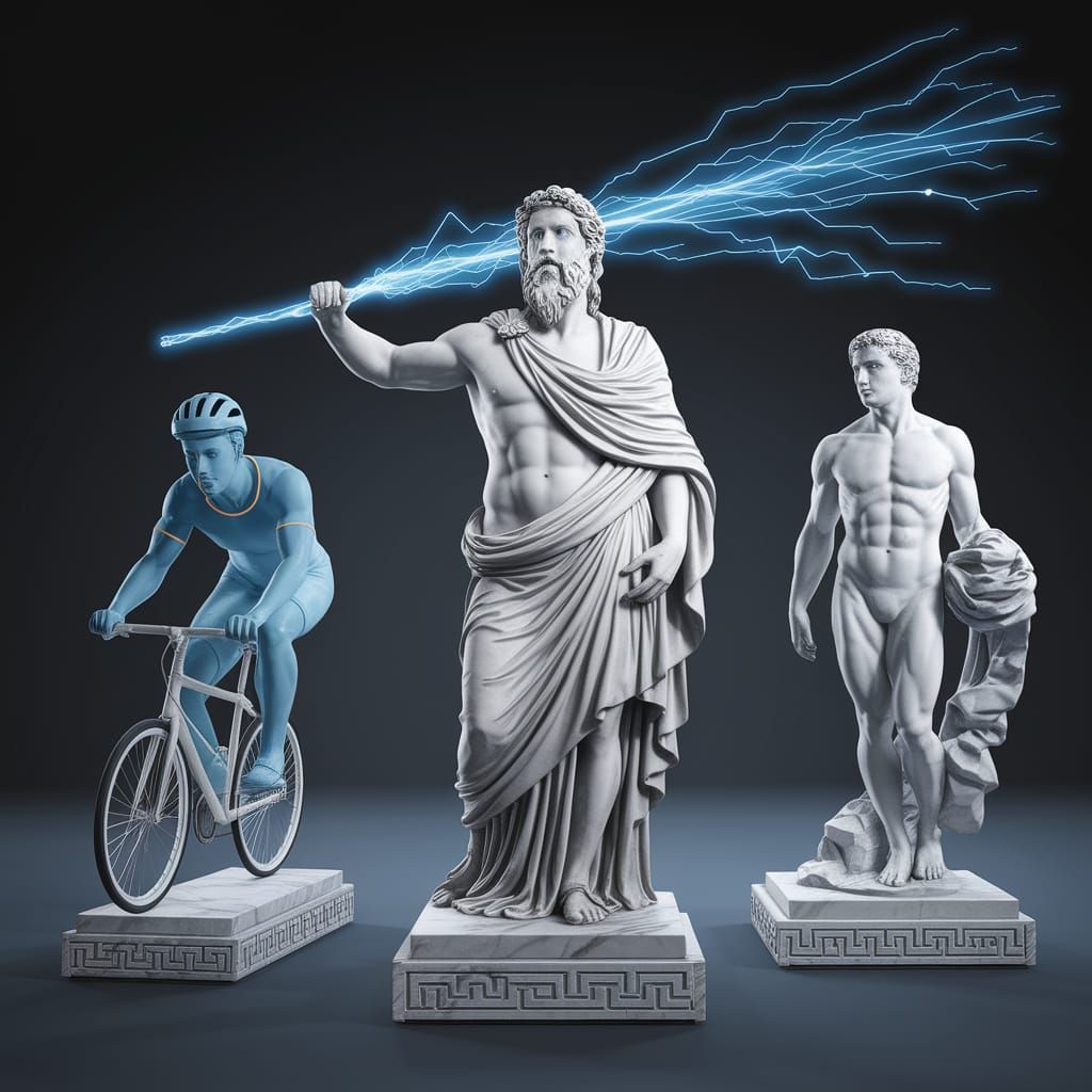 Greek Gods Reimagined as Modern Tech Titans in Marble with D...