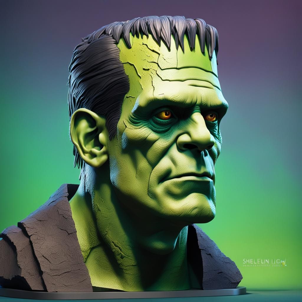 Hyperrealistic Frankenstein's Monster Portrait: Shelley's Vi...