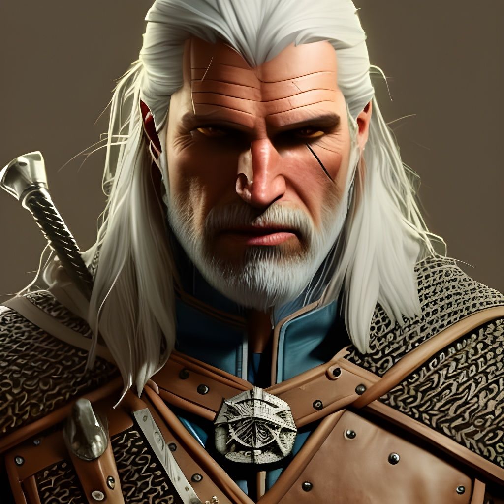 Geralt of Rivia Portrait in Hyperdetailed Digital Art