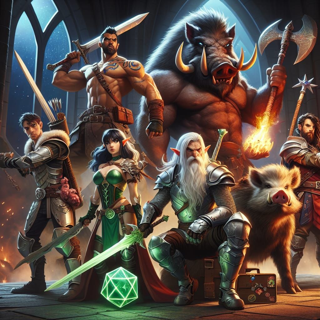 D&D Party Ready for Fantasy Battle