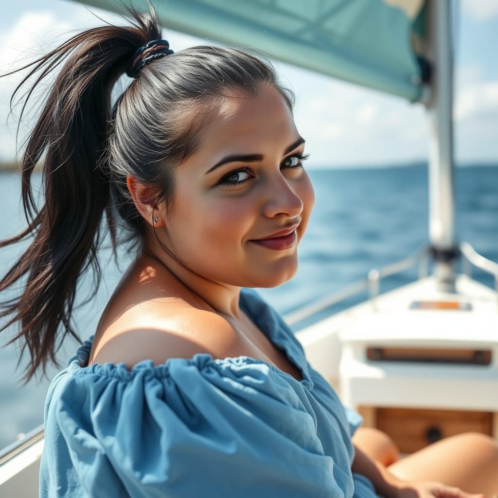 Brazilian Sailing Maiden in a Small Boat