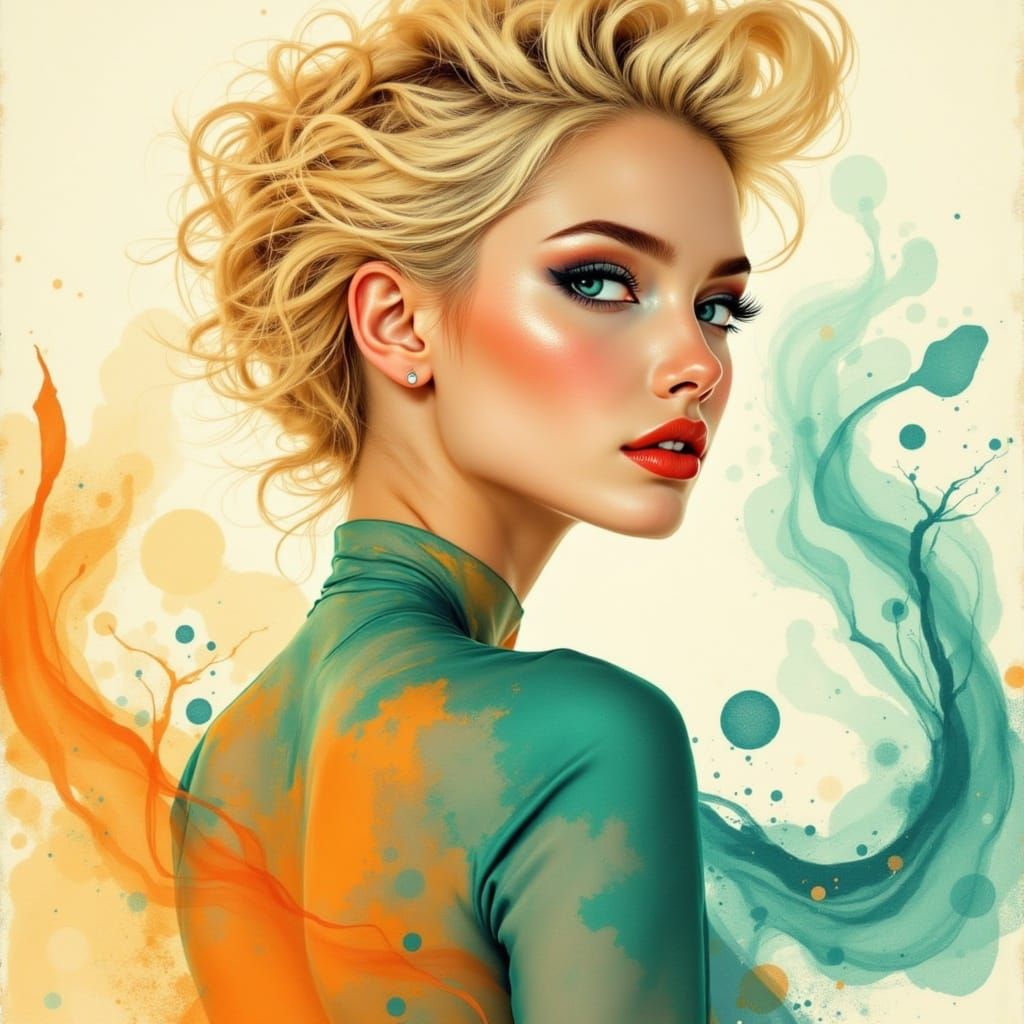 Ethereal Goddess with Reptilian Features in Biomorphic Dysto...