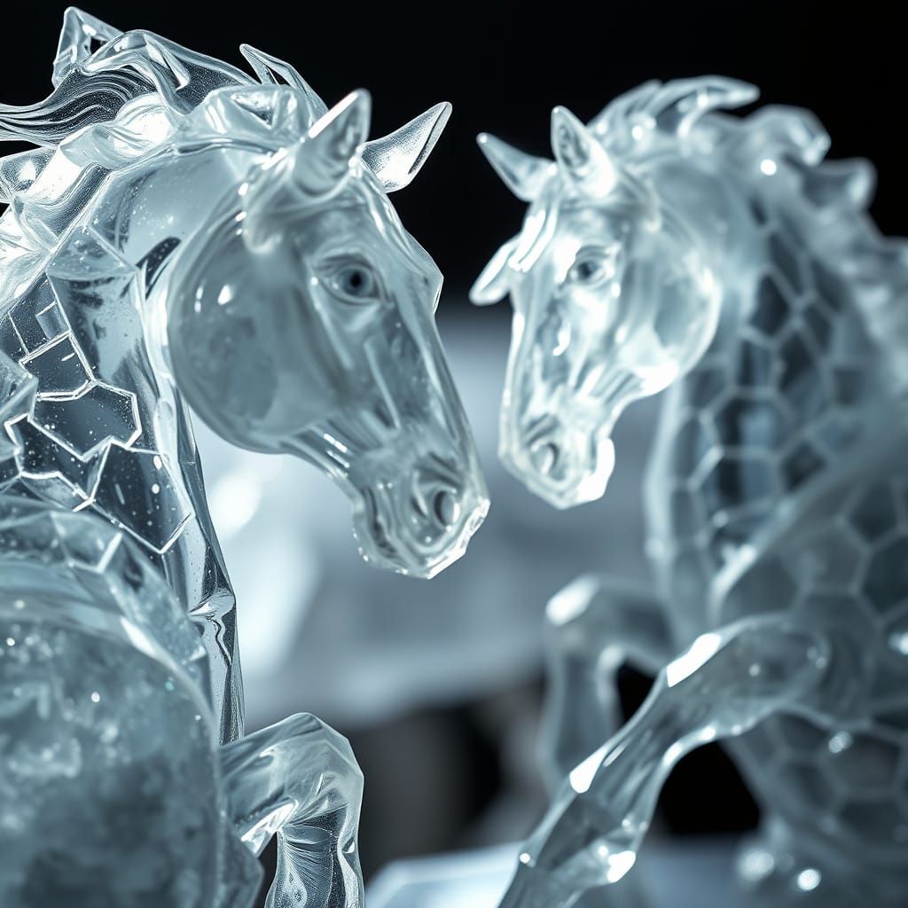 Crystal Horses in Hyperrealistic Detail