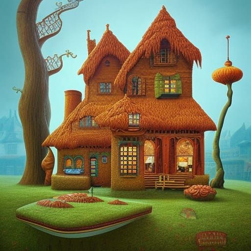 Fantasy Gingerbread Mansion in Art Deco Style