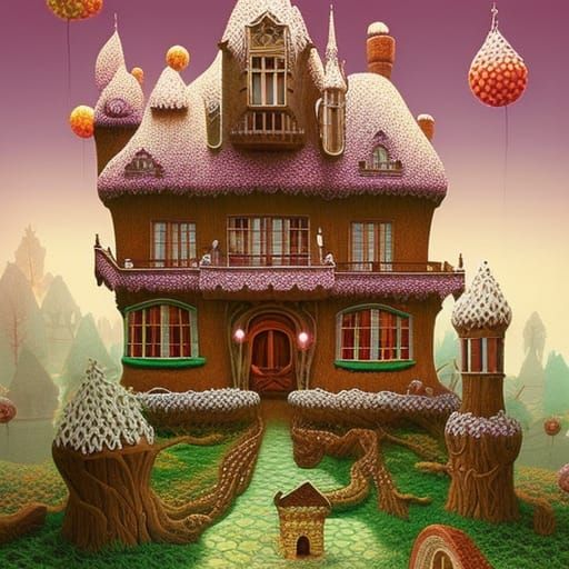 Fantasy Gingerbread Mansion in Art Deco Style