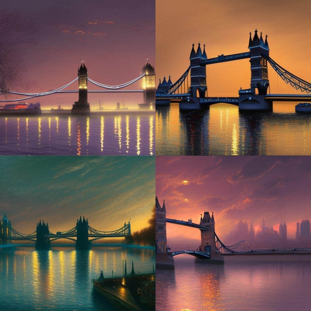 Tower Bridge at Sunset in Luminist Style