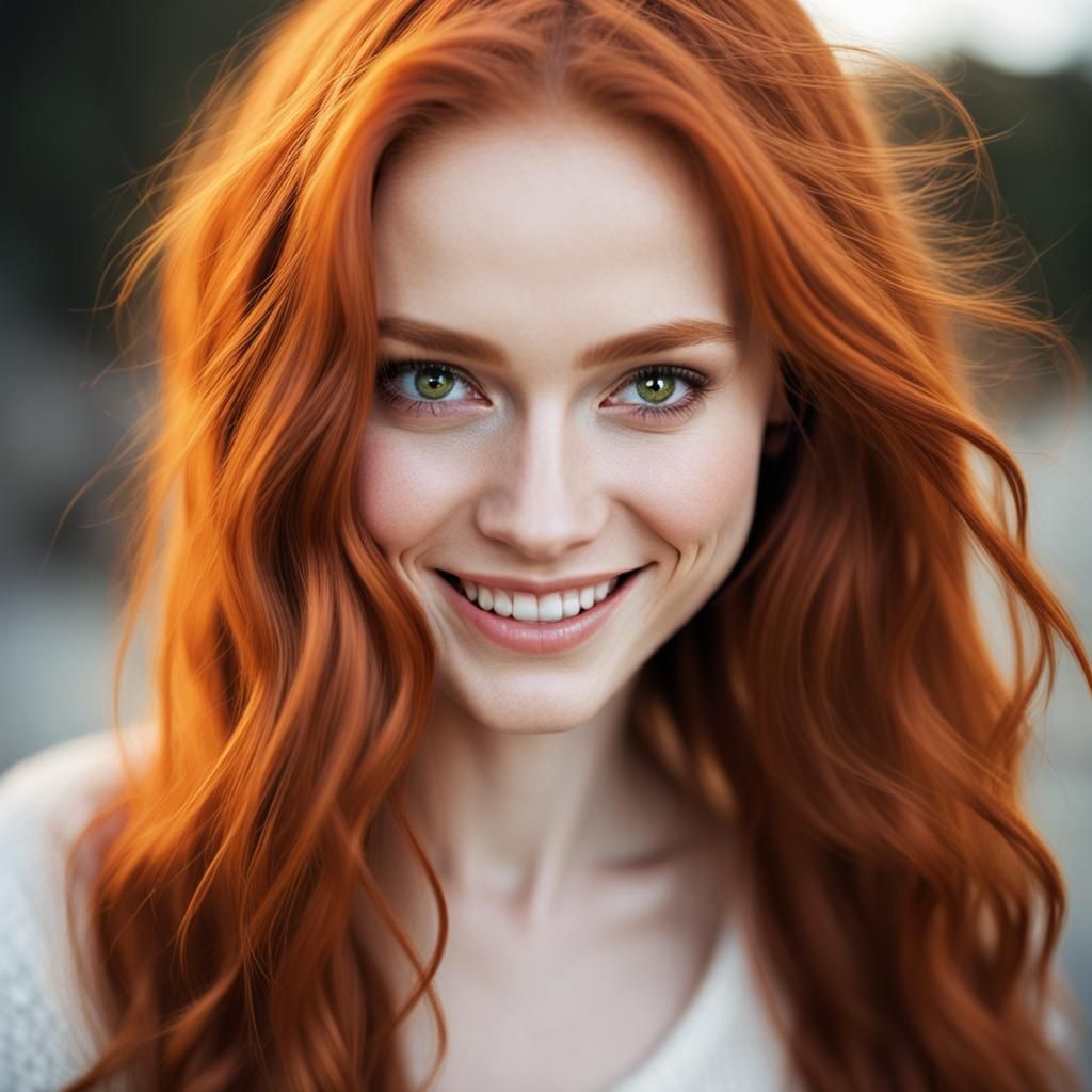 Portrait of a Ginger Woman with Fiery Eyes