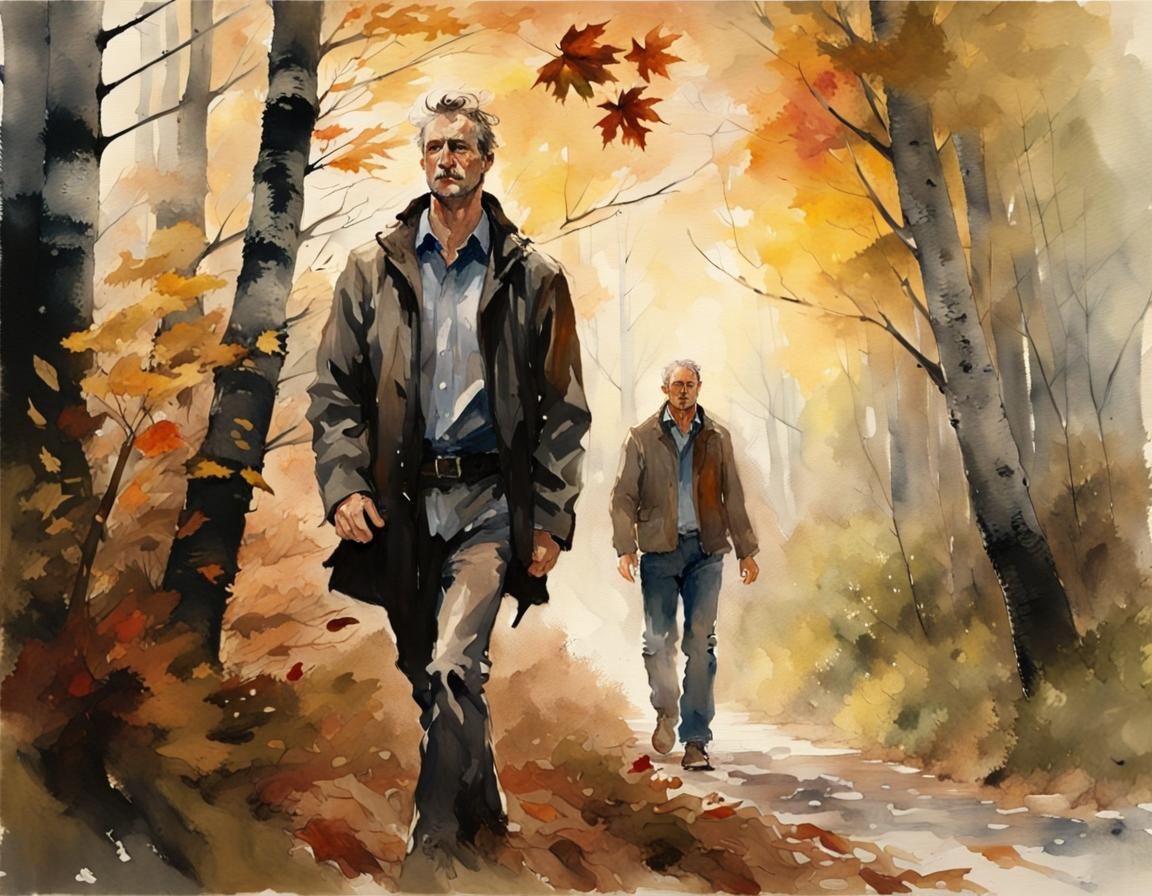 Autumn Walk: Watercolour Portrait in Boreal Forest
