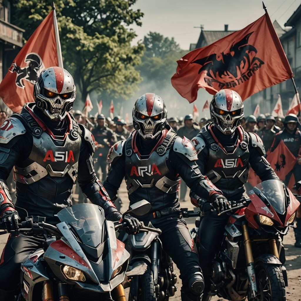Cyborg Vampires in Aprilia Jerseys Waving Flags