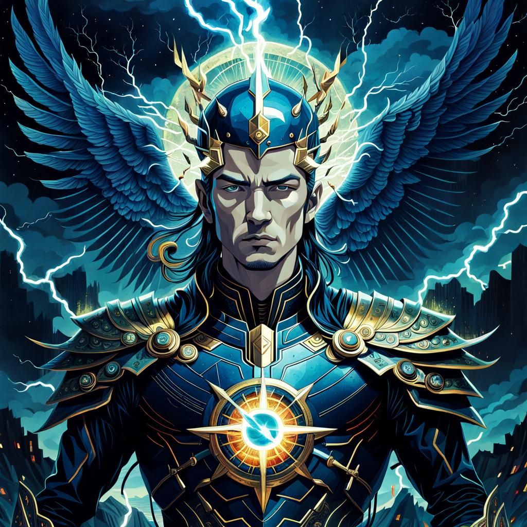 Lightning Emperor Surreal Collage Art Illustration