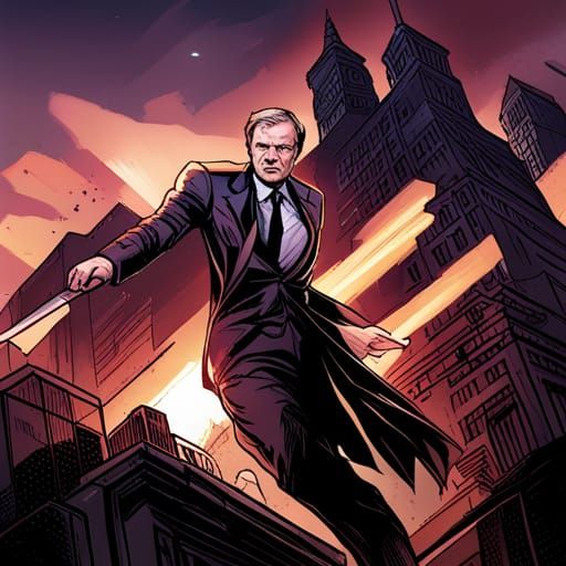 Supervillain Destroys City: Comic Book Art