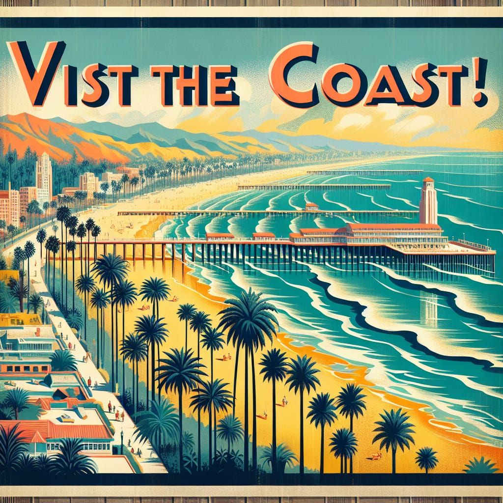 Vintage Travel Poster of a Coastal Town