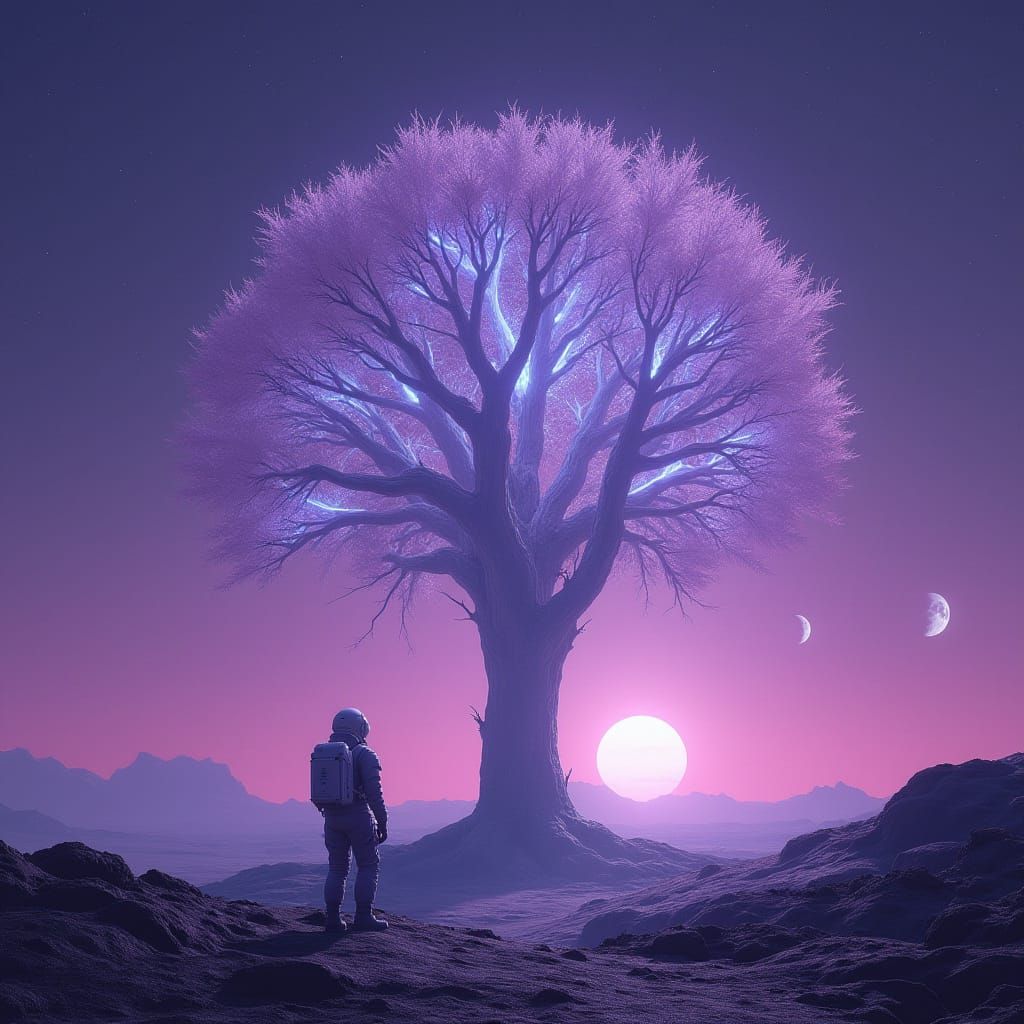 Astronaut Finds Crystal Tree on Alien Planet