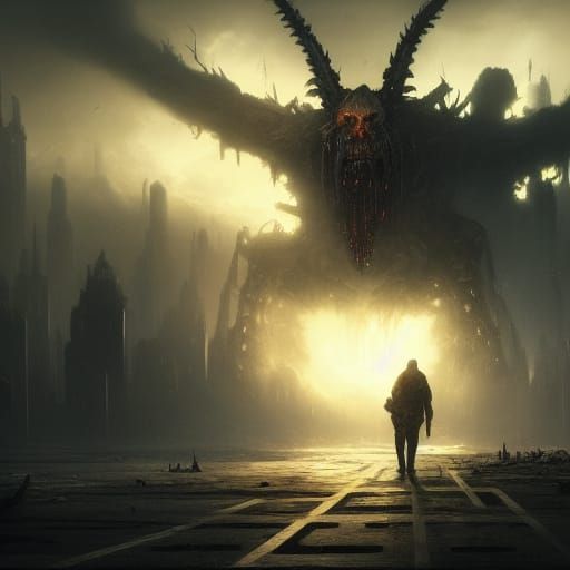 Apocalyptic Survivor in Dark Fantasy Style