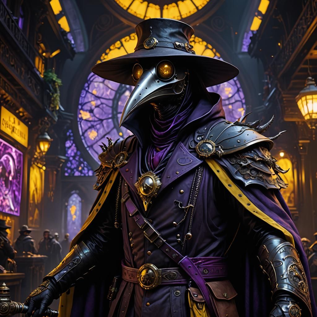 Alien Plague Doctor in Dark Fantasy Style