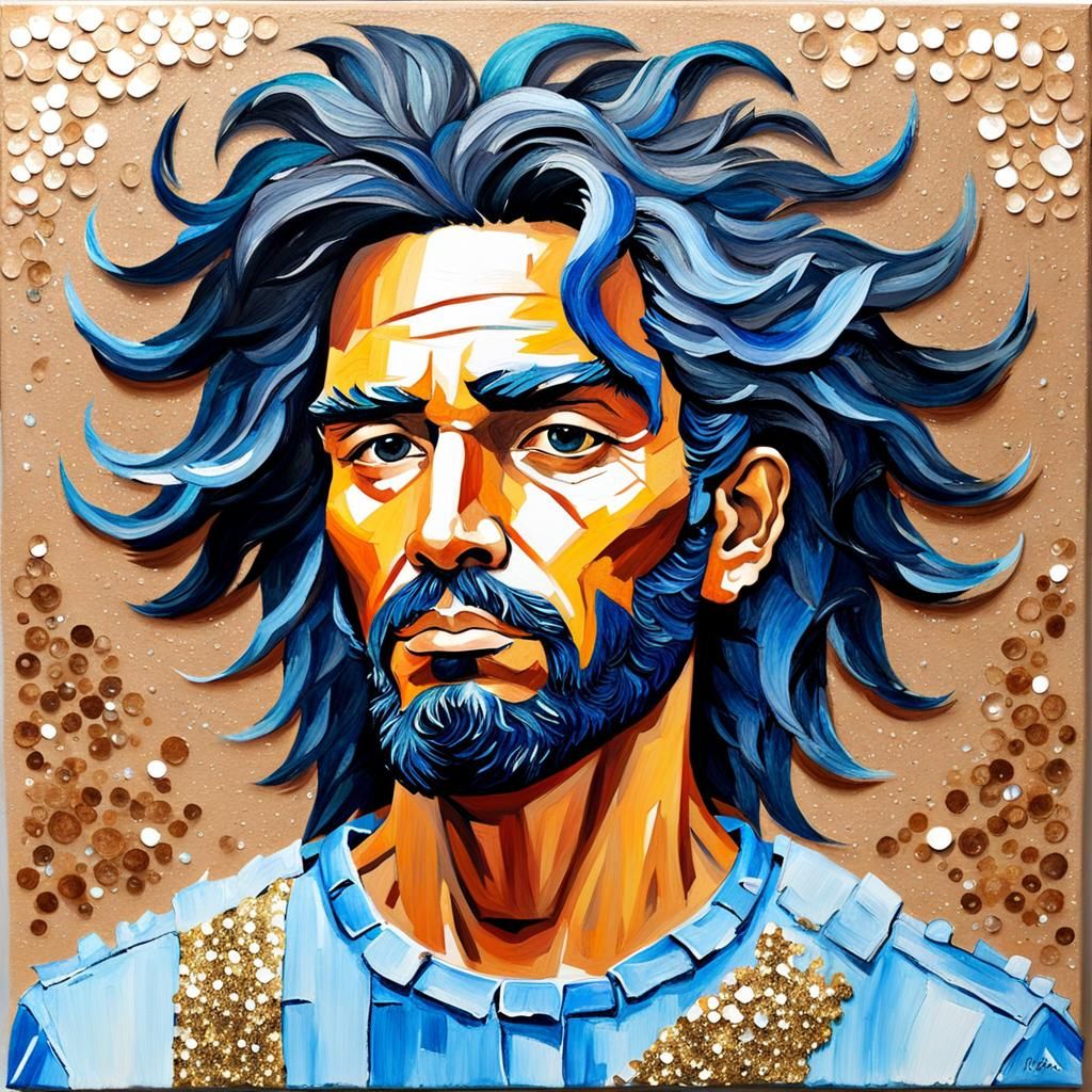 Textured Portrait with Impasto and Watercolor