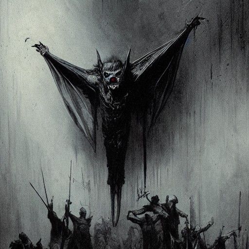 Horror Vampire Bat in Doré Style