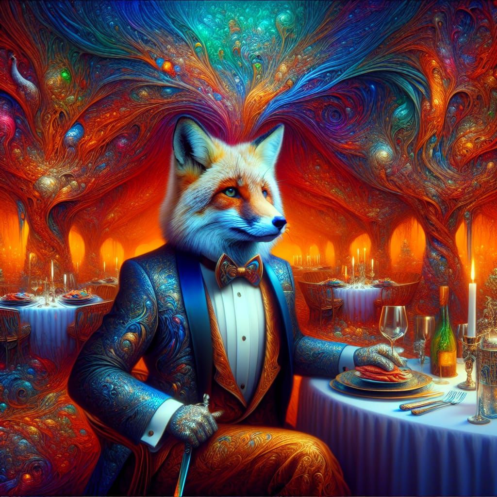 Fox in Tuxedo Attends Dinner Party: Fantasy Concept Art