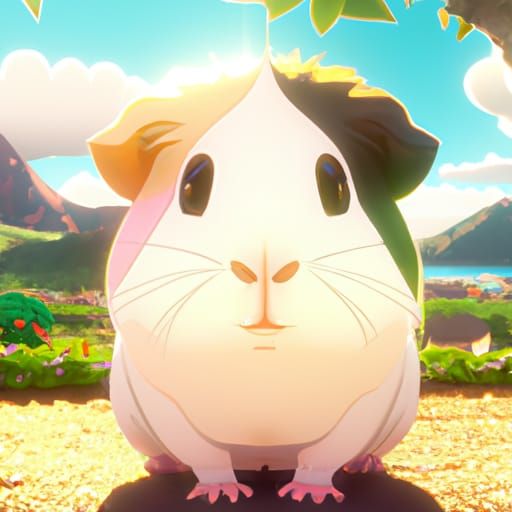 Animal Crossing Guinea Pig in Ghibli Anime Style