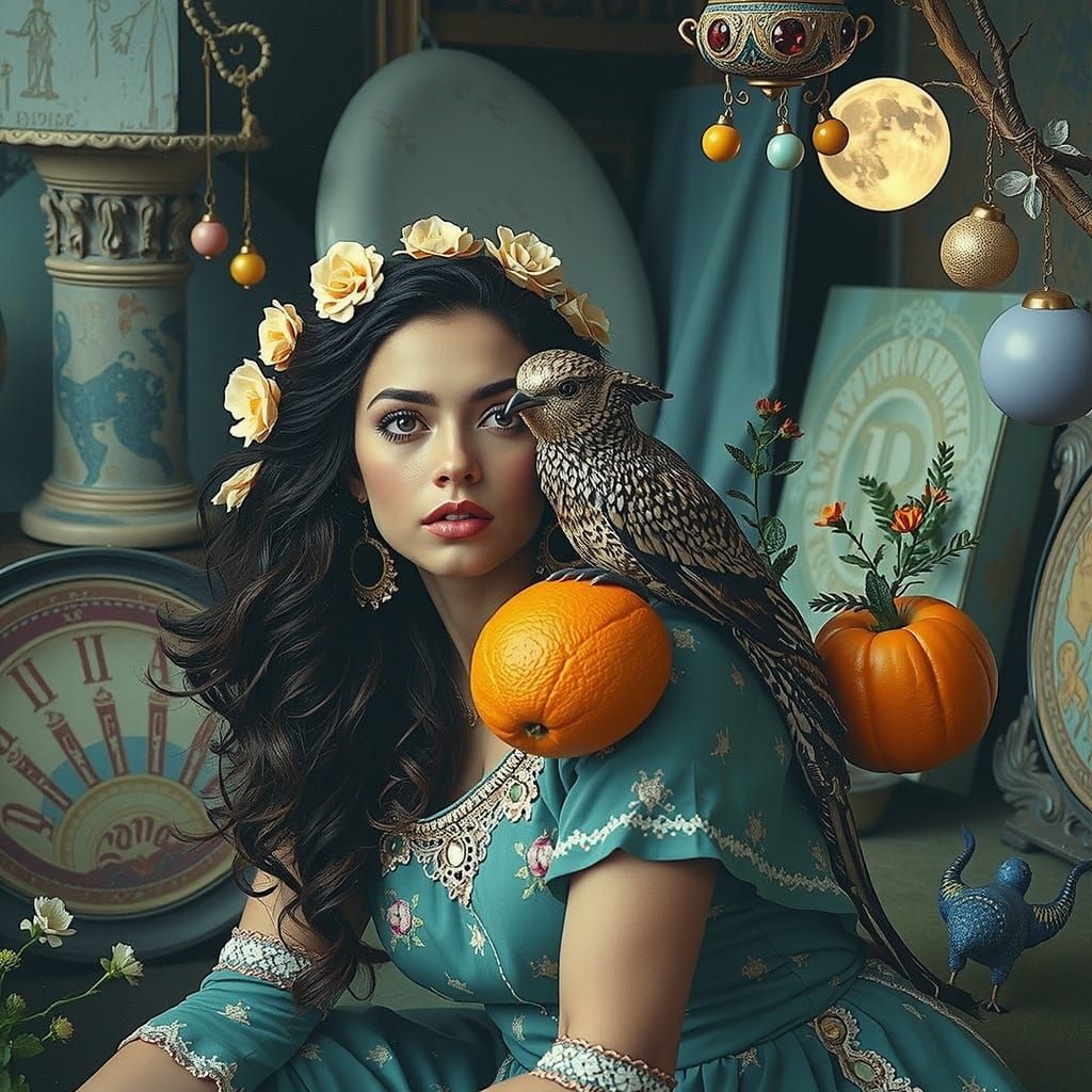 Surreal, Meticulously Detailed Masterpiece in Triadic Colors