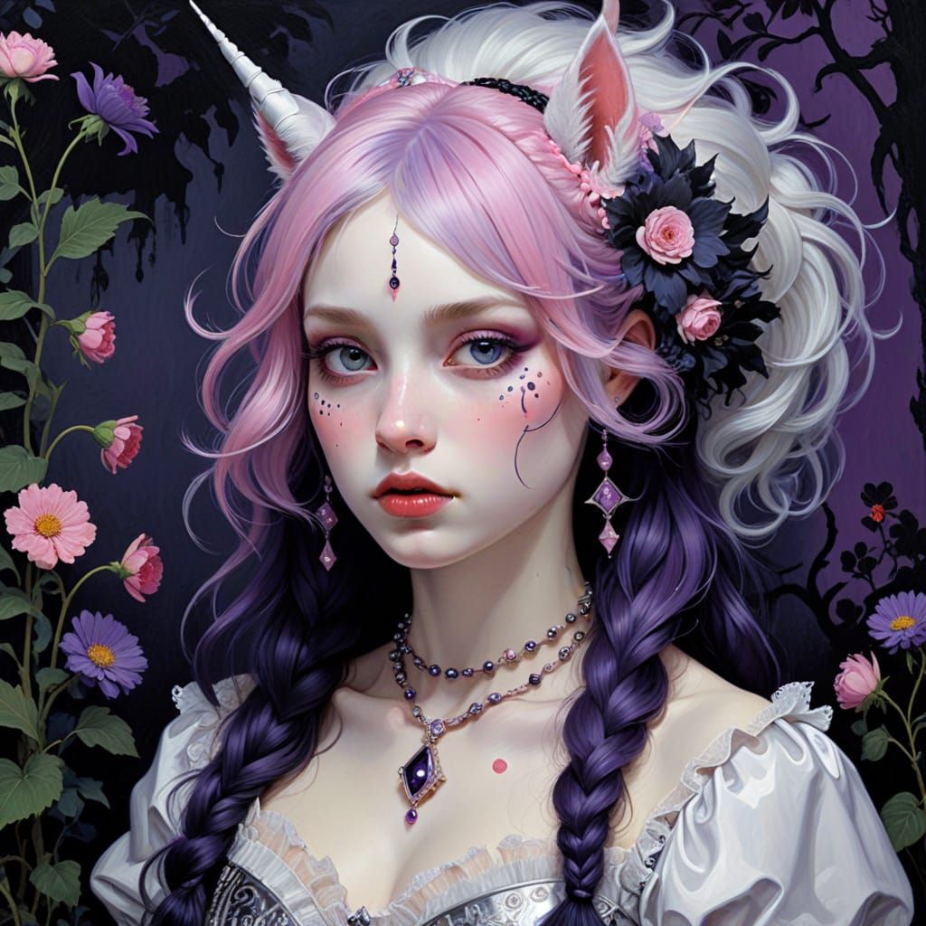 Surreal Unicorn in Eerie Fairytale Style