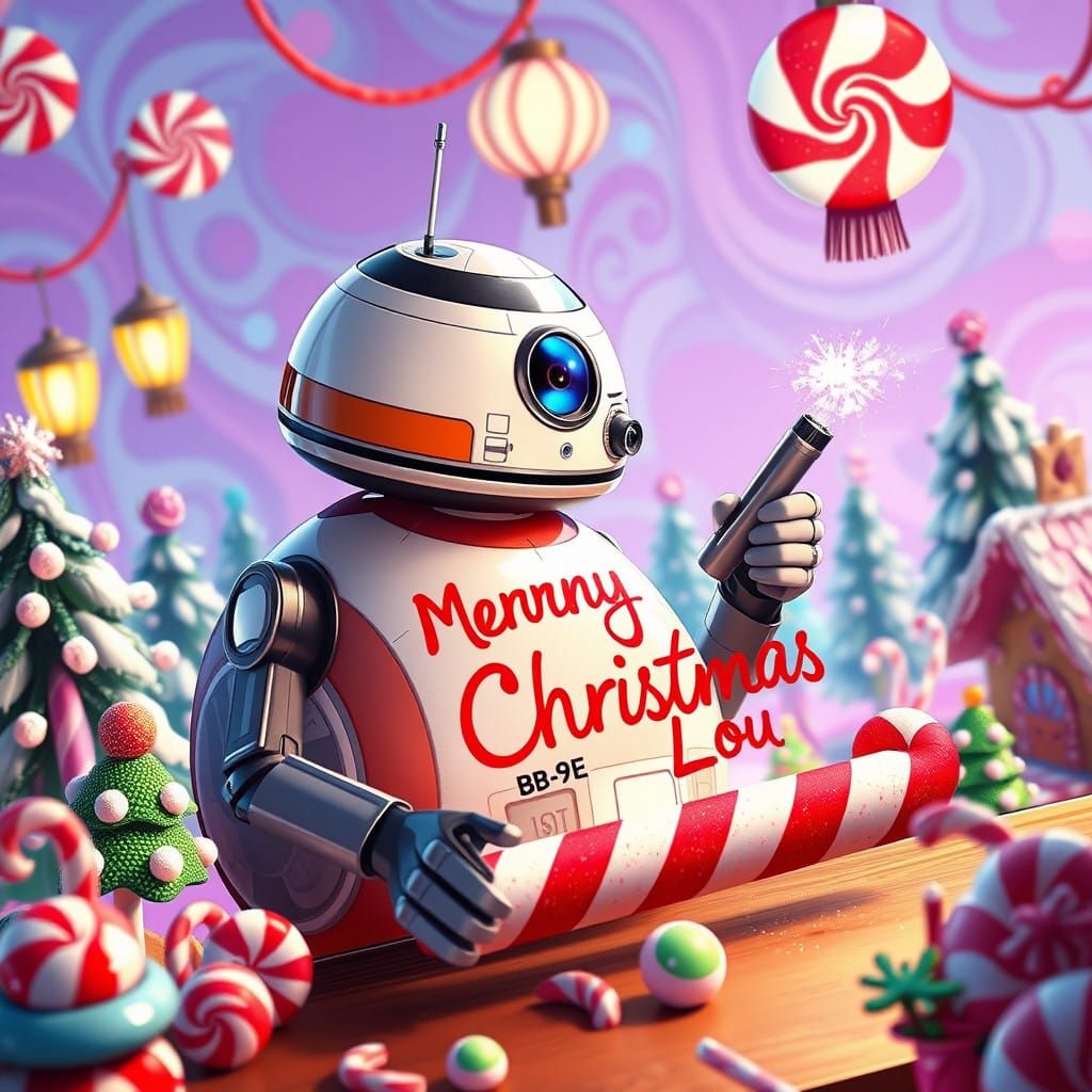 Merry Christmas in Whimsical Candyland Christmas Scene