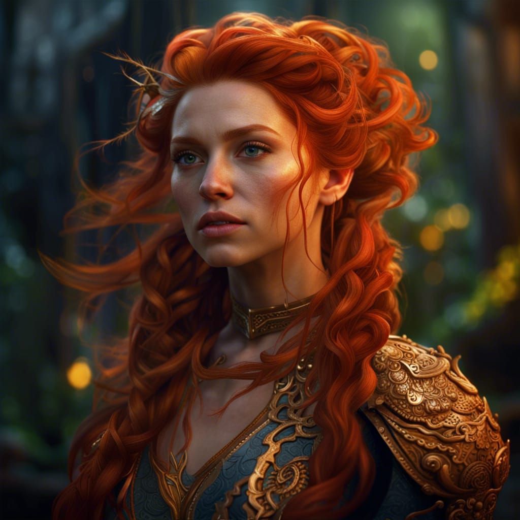 Ginger Beauty in a Detailed Matte Painting