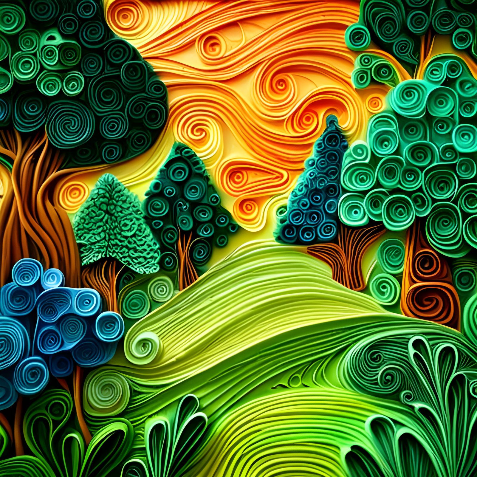 Enchanted Paper Quilling Forest in 3D Style