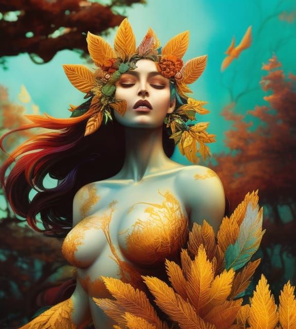 Forest Goddess in Anime Style Digital Illustration