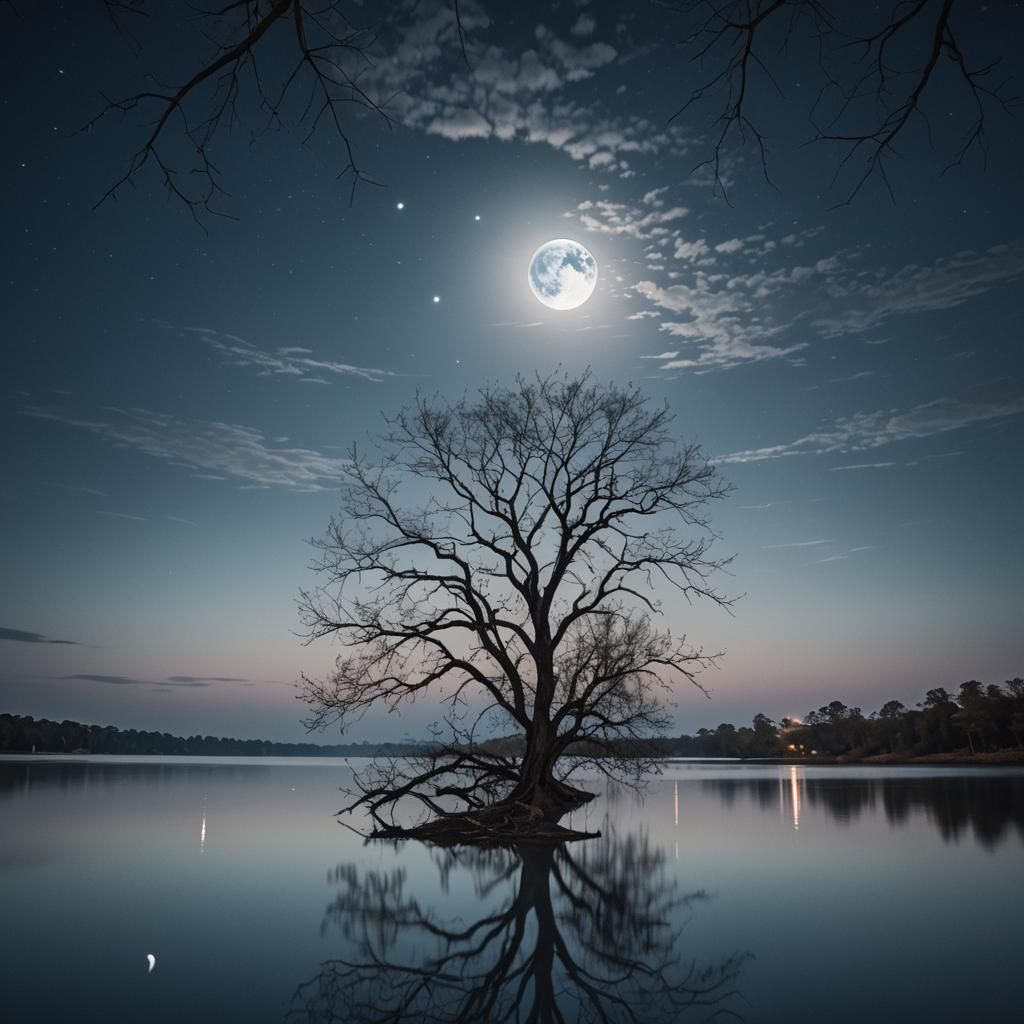 Ethereal Moonlit Night Landscape Photography