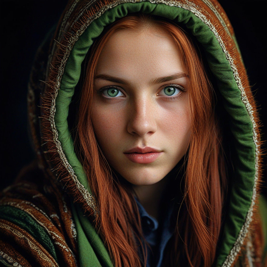 Timeless Girl with Fiery Spirit in Frosty Lands