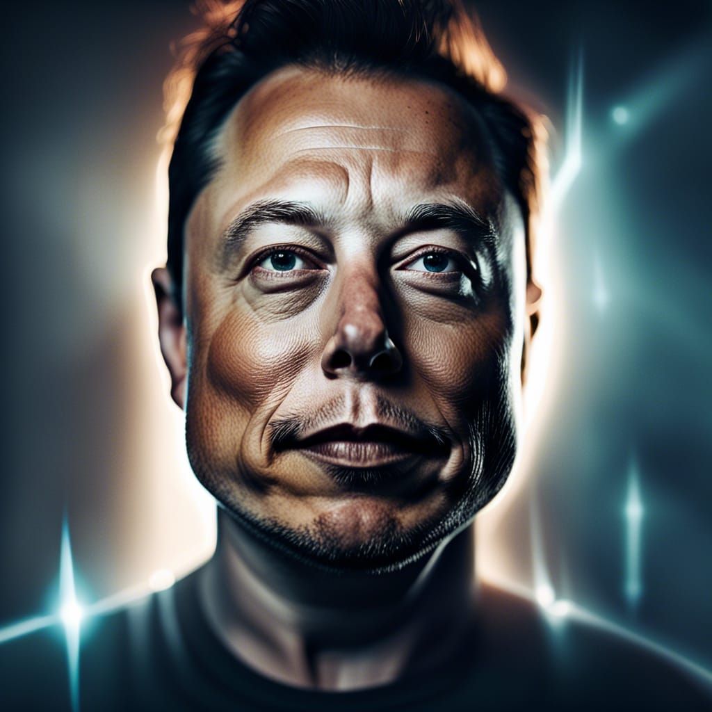 Elon Musk Portrait with Glowing X Logo