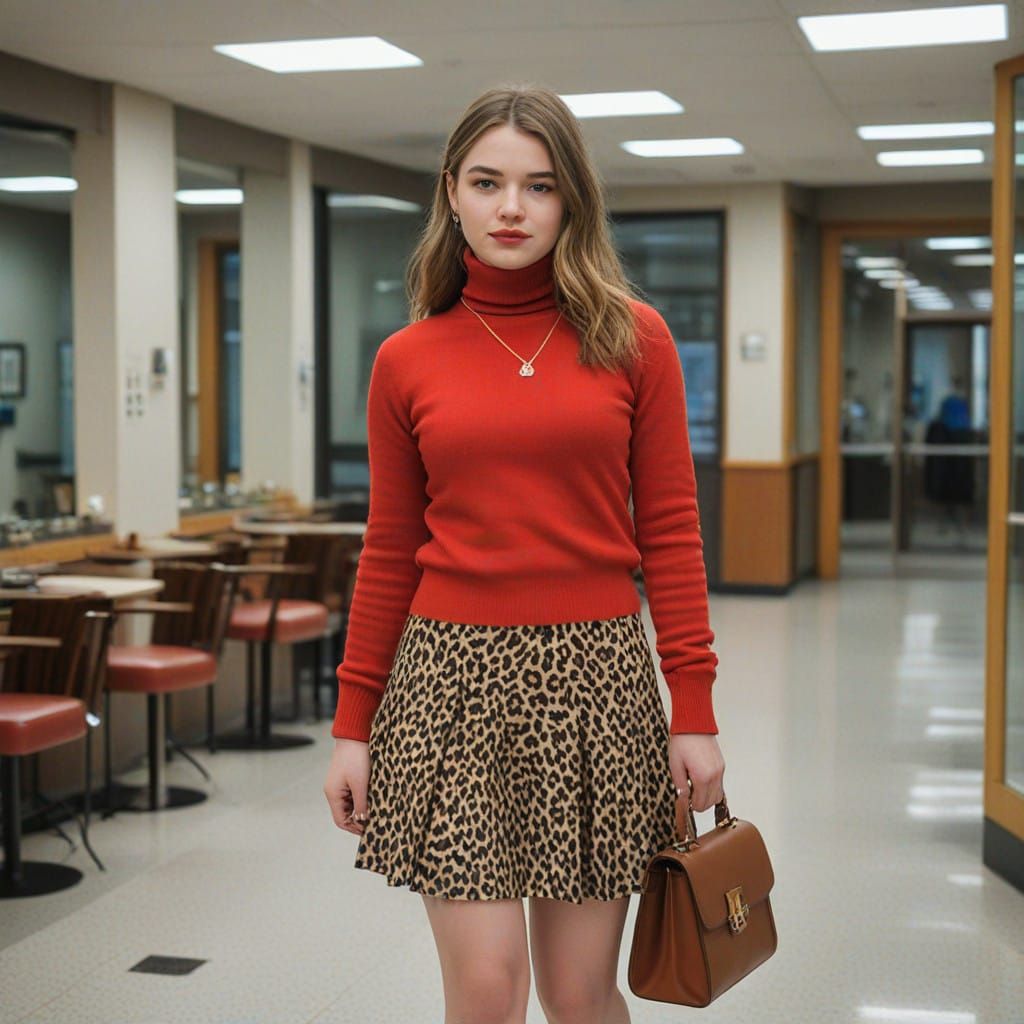 Chubby Teen Girl Walks Through Medical Center with Vibrant M...