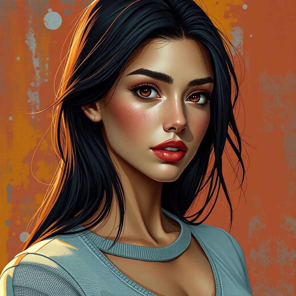 Young Woman in Vibrant Splash Art Style