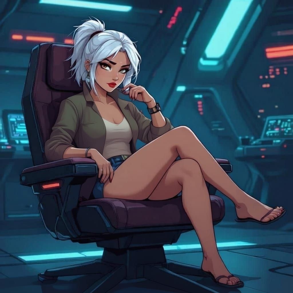 Sci-Fi Captain Boredly Cuts Toenails on Spaceship Bridge