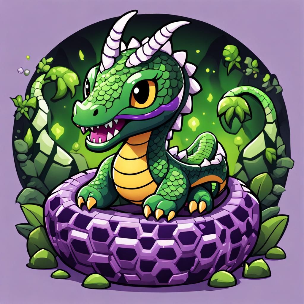 Chibi Royal Hydra in a Treasure Cave