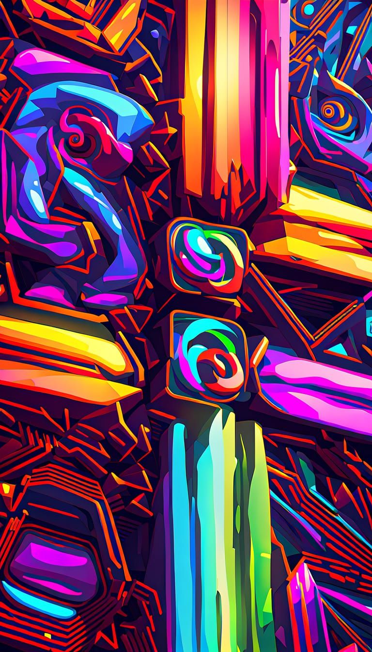 Geometric Glyph Codex: Complex Symbols in Bright Colors