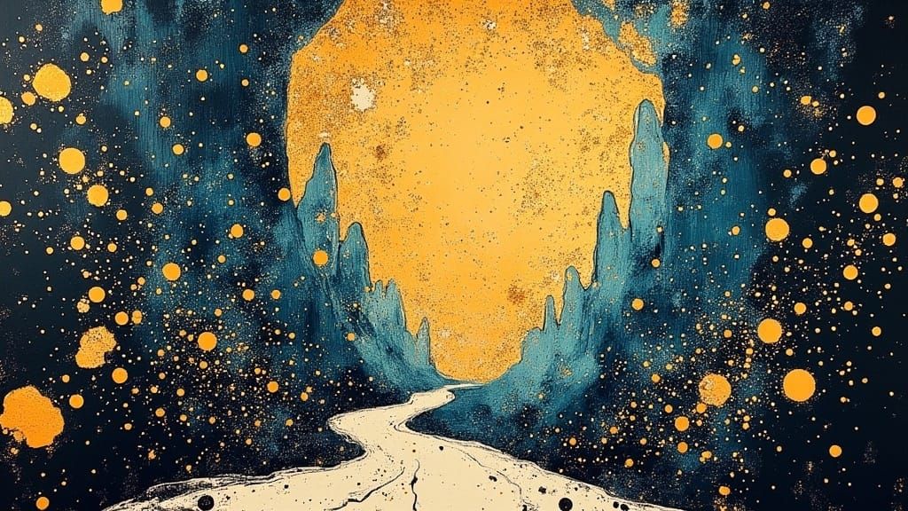 Dreamlike Library: Abstract Expressionist Landscape