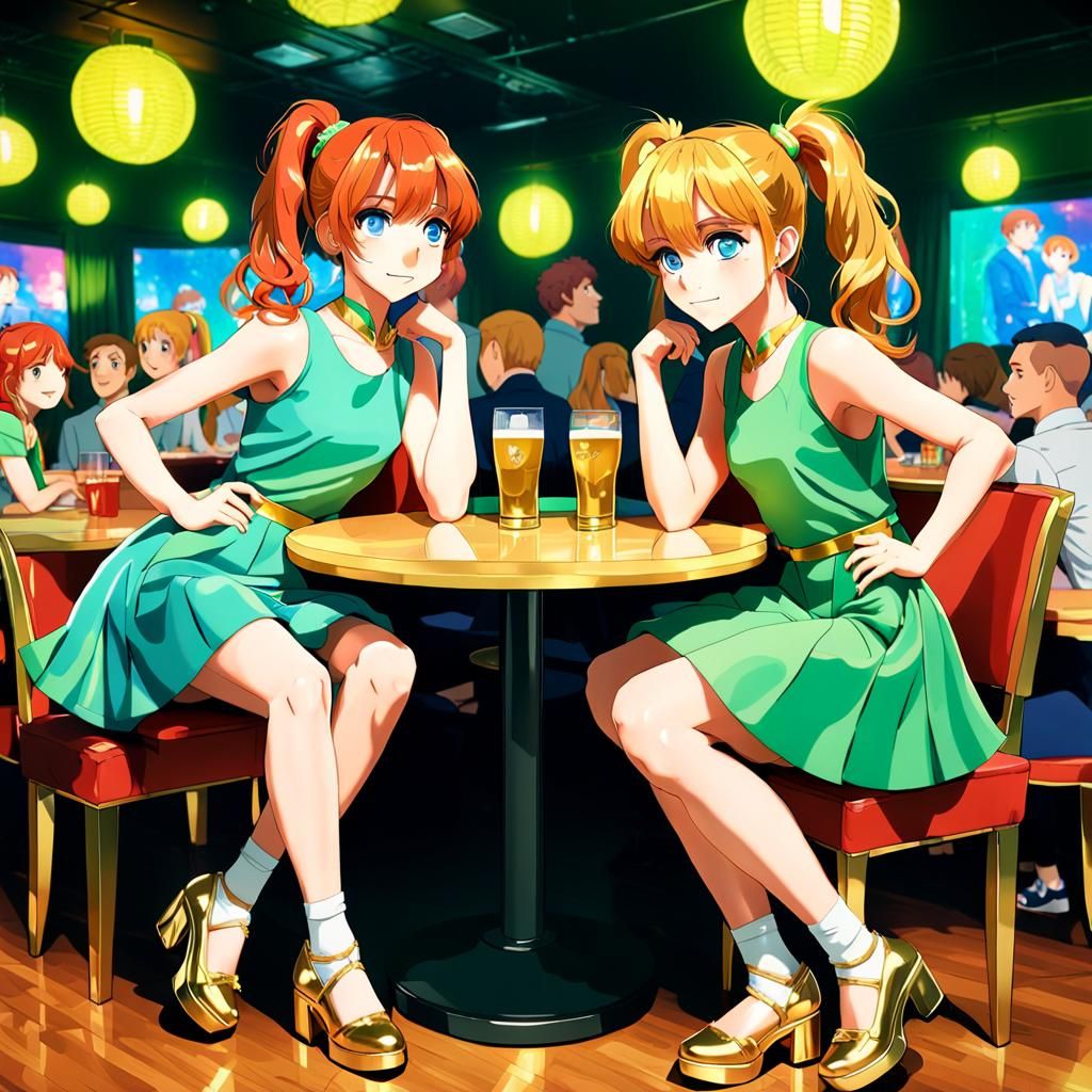 Friends at a Club in 3D Anime Style