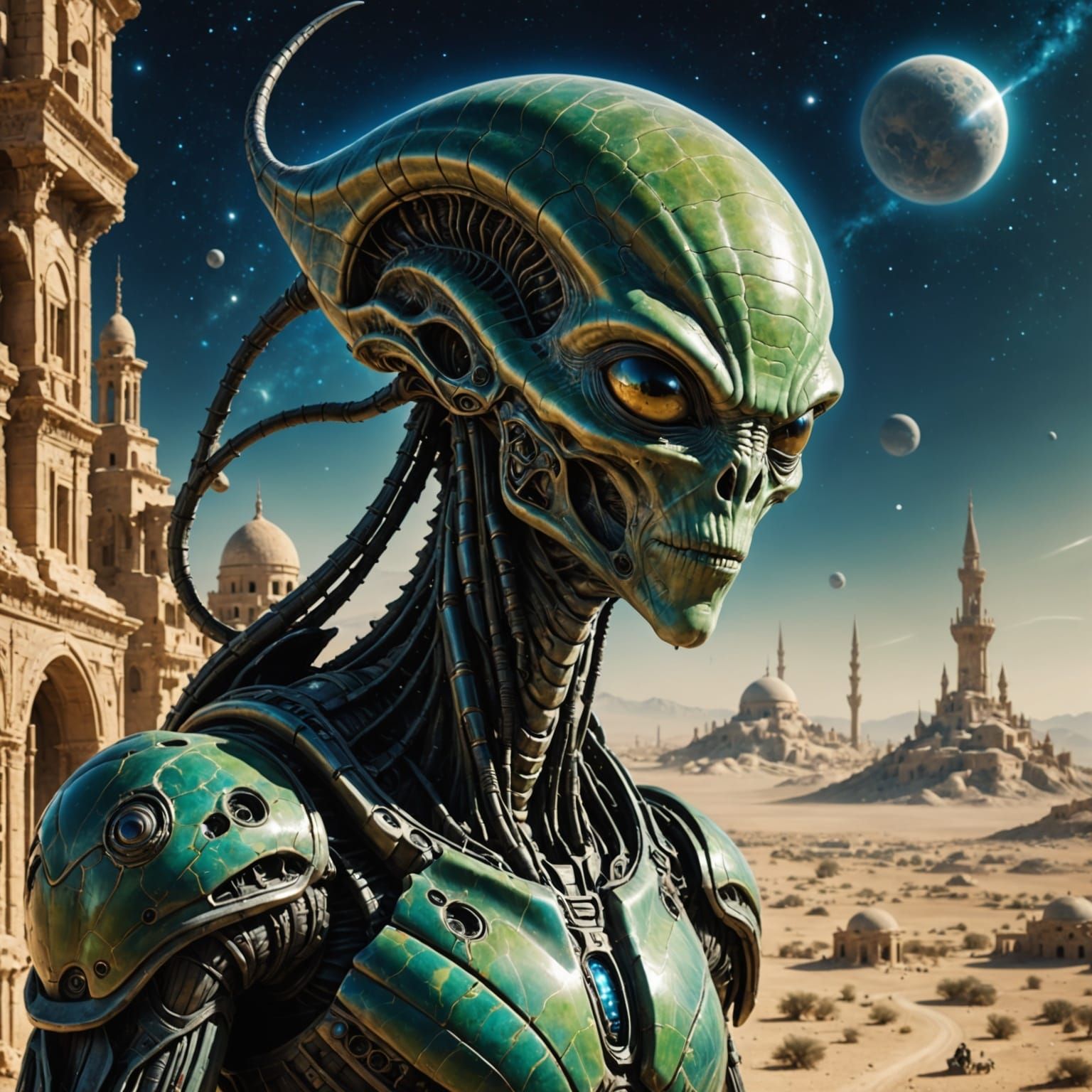 Alien Visitor from Syrius in Stunning Scenery
