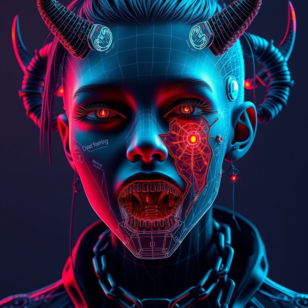 Cyberpunk Icelandic Girl Headshot in 3D Render