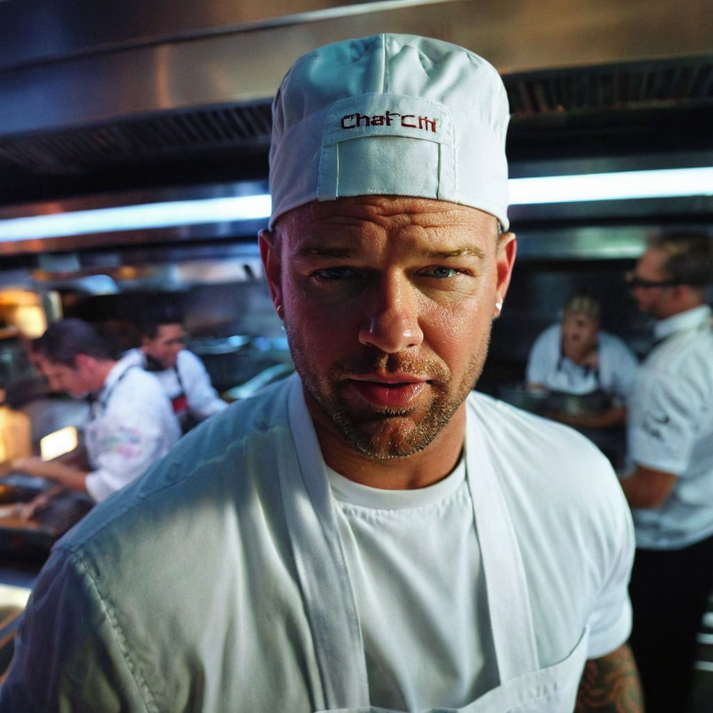 Chef in a Cinematic Kitchen Scene
