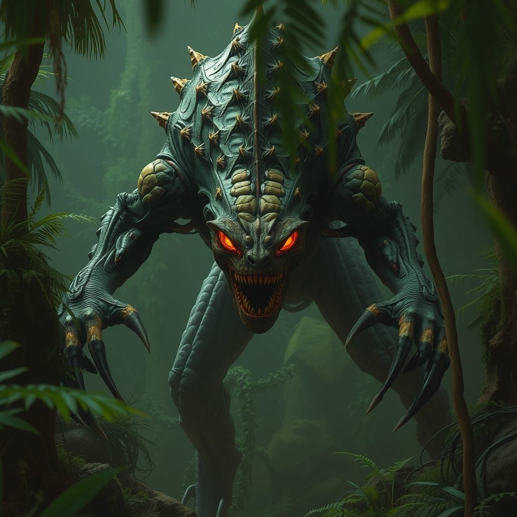 Ancient Jungle Creature Unveiled in Biomechanical Style