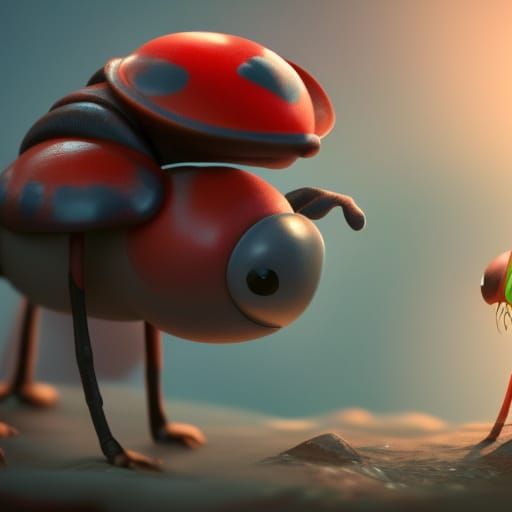 Cute Ladybug in Claymation Style, Detailed Art