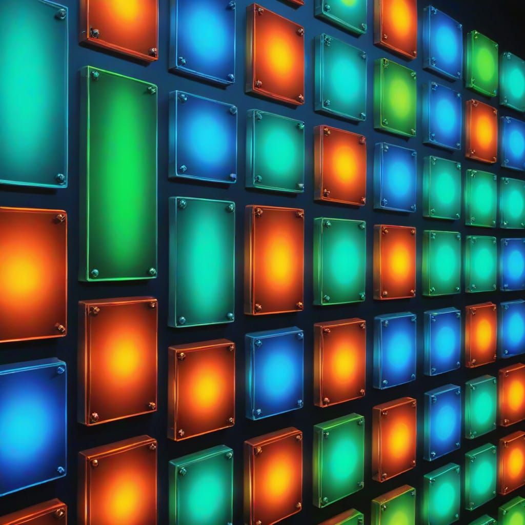 Vibrant Neon Light Panels in a Radiant Aesthetic
