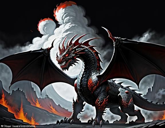 Fiery Dragon in Dynamic Fantasy Art Style
