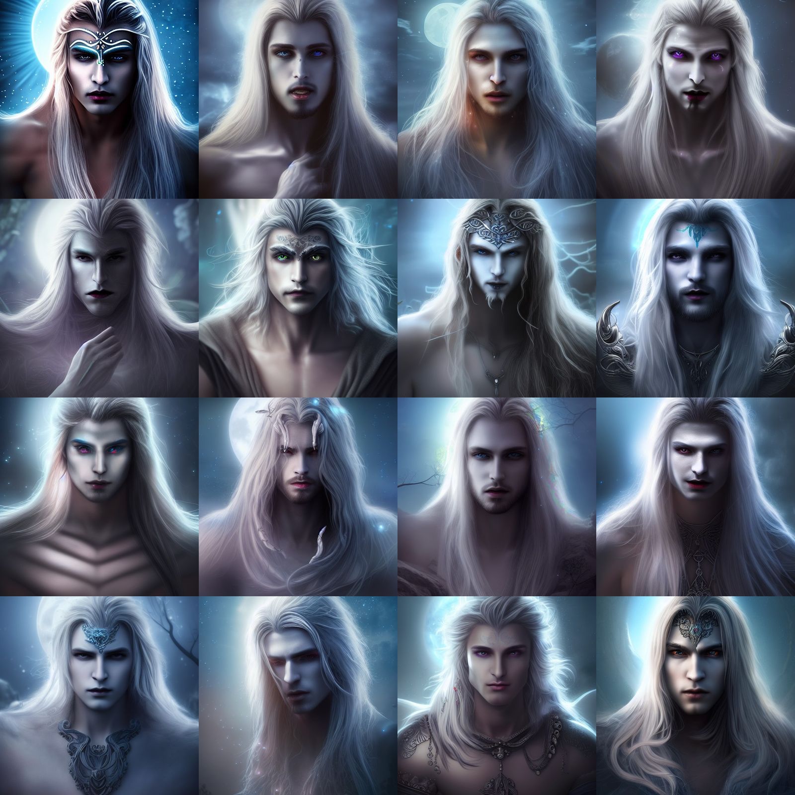 Moon God of Dreams: Detailed Neon Matte Painting