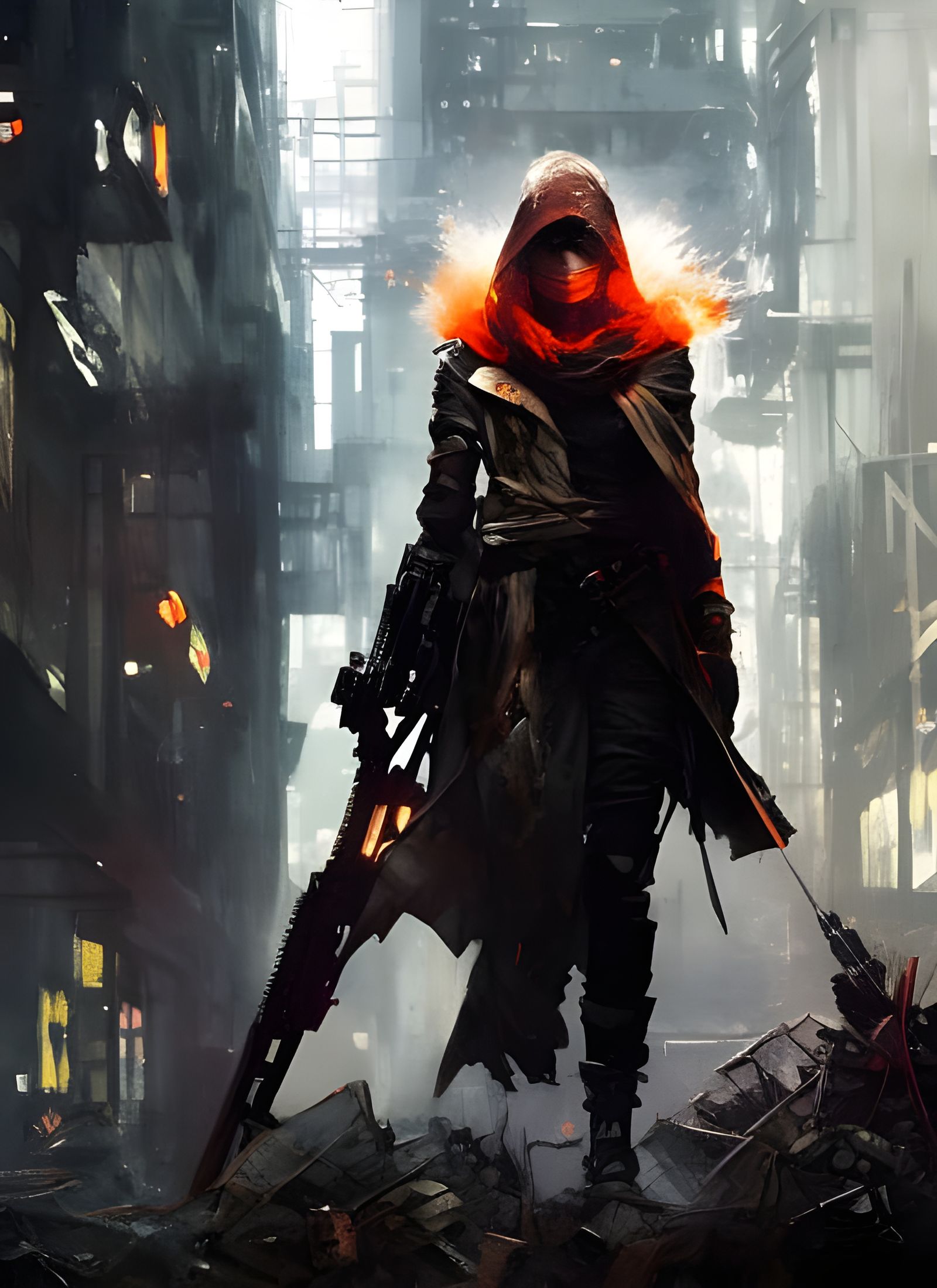 Female Assassin in Dramatic Digital Art Style